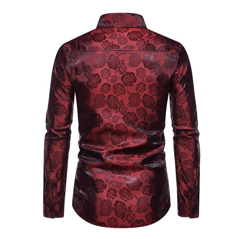 Chemise fleurie rouge pour homme