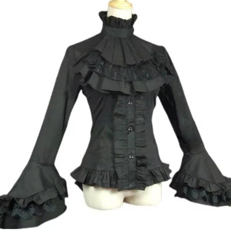 Chemise goth blanche à jabot