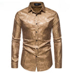 Chemise homme à fleur dorée