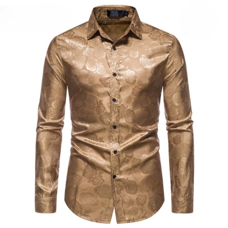 Chemise homme à fleur dorée