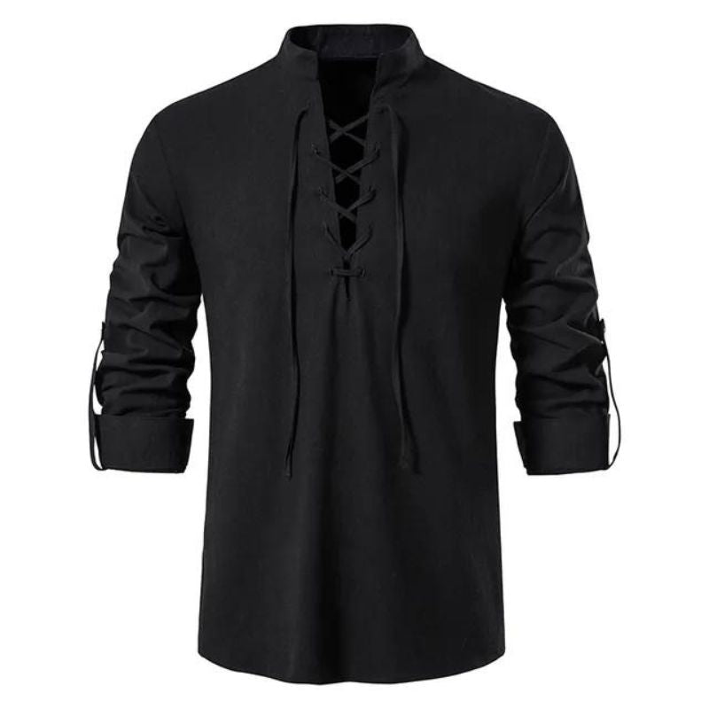 Chemise homme avec col à lacet