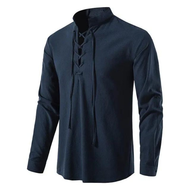 Chemise homme avec encolure à lacet