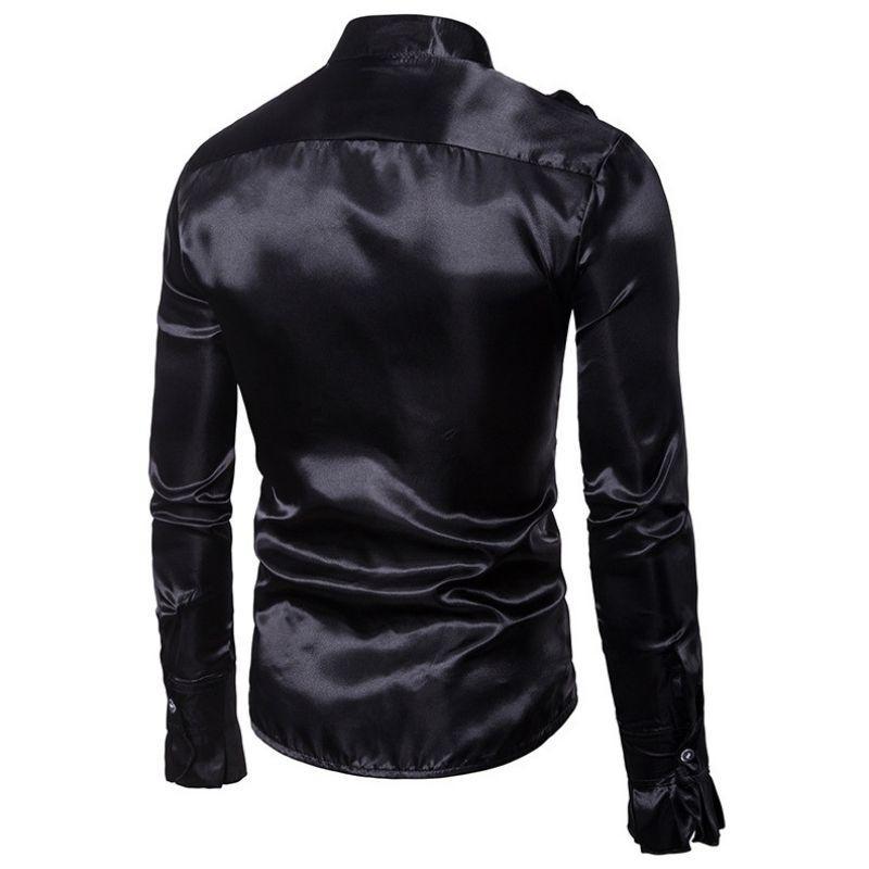 Chemise homme en satin noir style steampunk