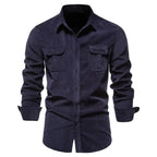 Chemise homme matière velours côtelé
