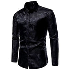 Chemise homme noire à fleur