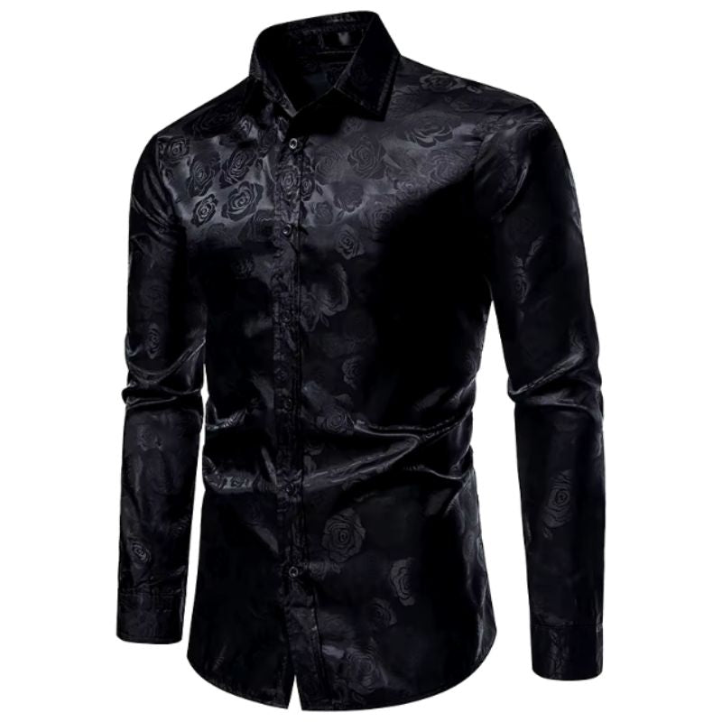 Chemise homme noire à fleur