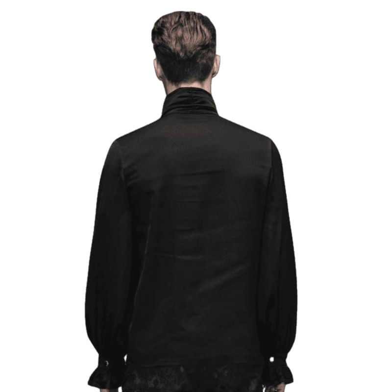 Chemise homme noire avec jabot