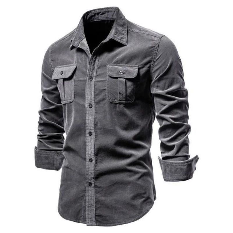 Chemise homme réalisée en velours côtelé