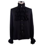 Chemise masculine noire à jabot
