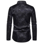 Chemise masculine noire à motif floral