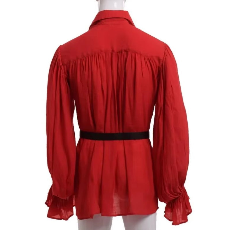 Chemise masculine rouge steampunk