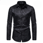 Chemise noire à fleur pour homme