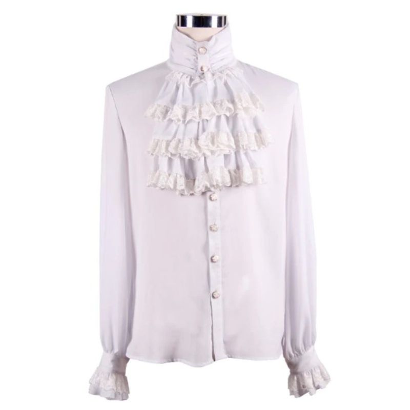 Chemise pour homme à jabot blanc