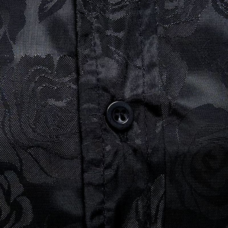 Chemise pour homme noire à fleurs