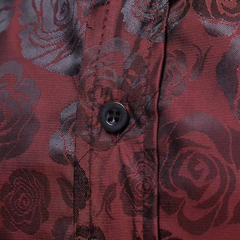 Chemise pour homme rouge à fleurs