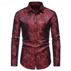 Chemise rouge à fleur pour homme