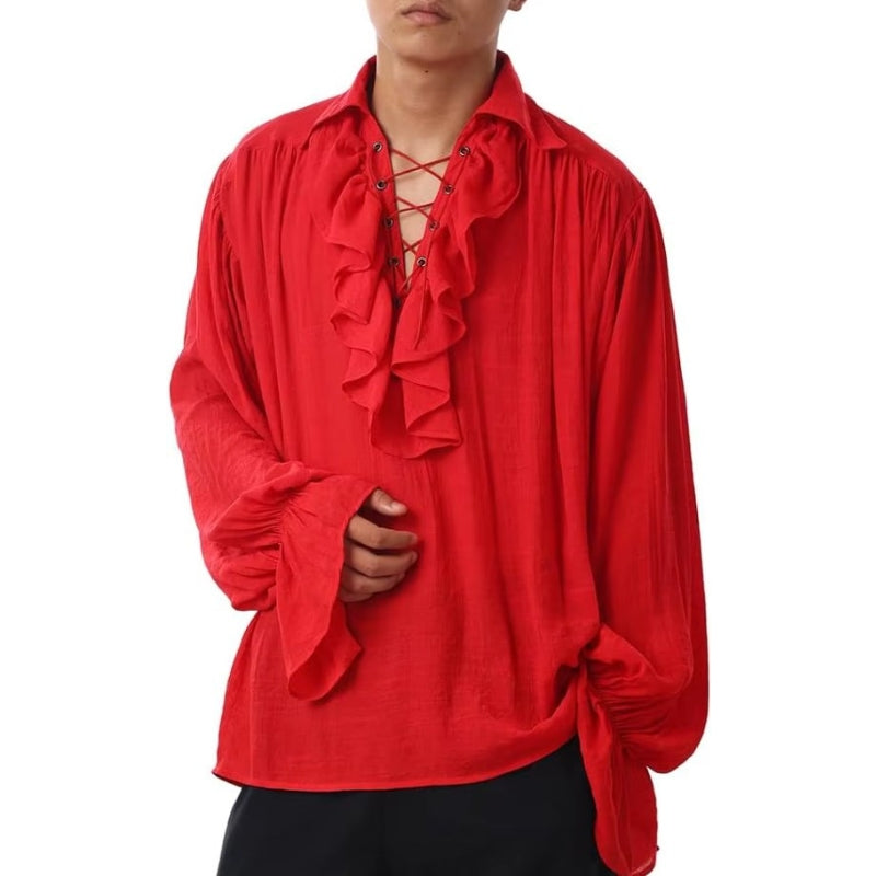Chemise rouge homme style steampunk