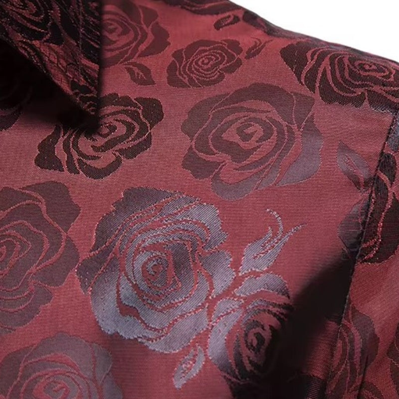 Chemise rouge pour homme à motif fleuri