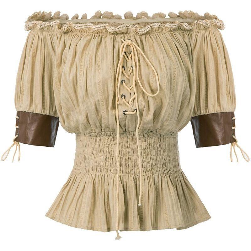 Chemise steampunk à épaules nues