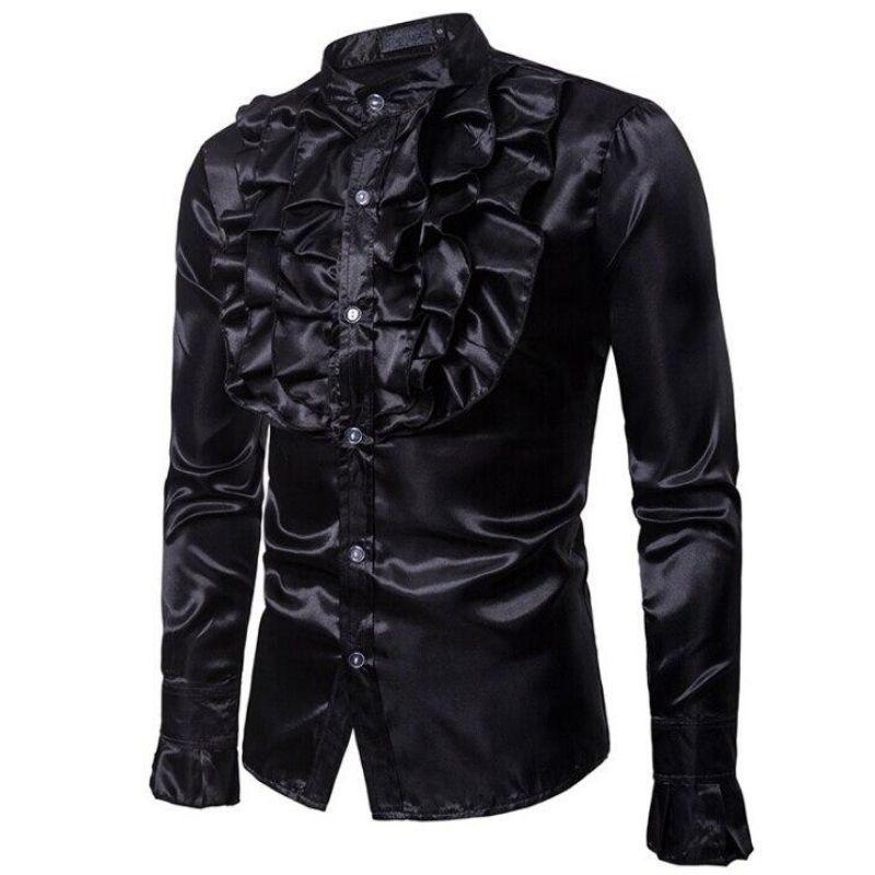 Chemise steampunk homme en satin noir