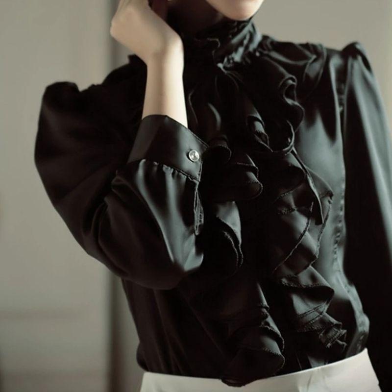 Chemise steampunk noire pour femme