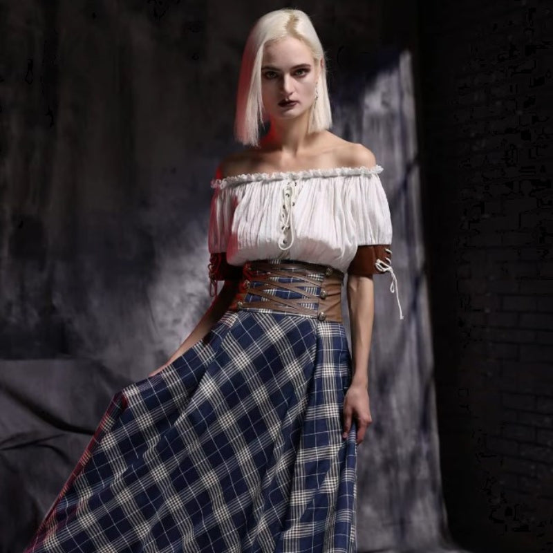 Chemise style steampunk avec épaules dénudées