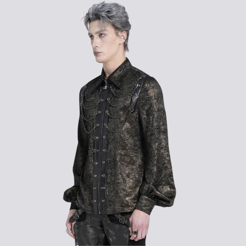 Chemise style steampunk marron