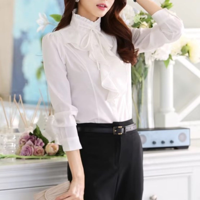 Chemisier blanc victorien à jabot