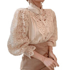 Chemisier de style victorien en dentelle col montant