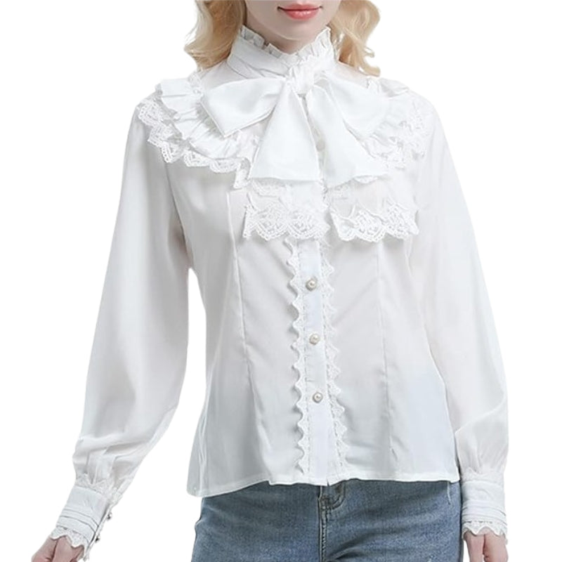 Chemisier style victorien steampunk de couleur blanche