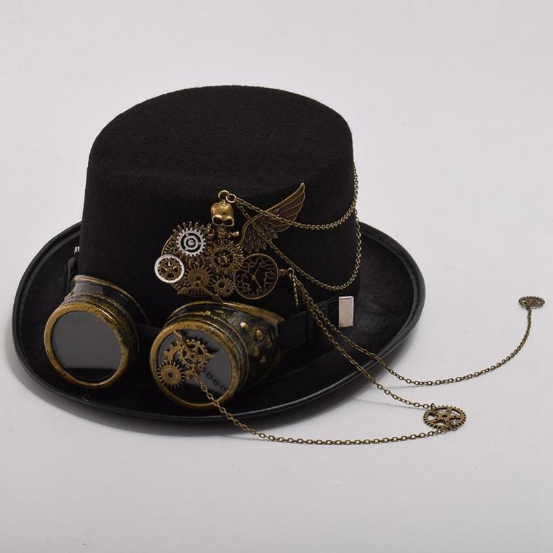 Coiffe avec lunettes au style steampunk