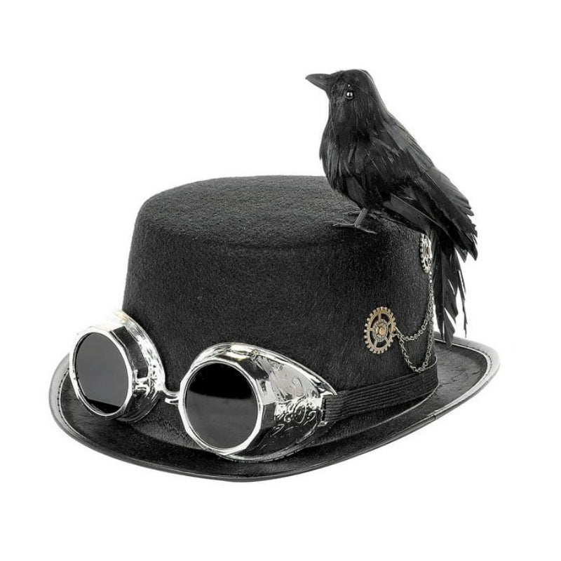 Coiffe avec oiseau au style steampunk