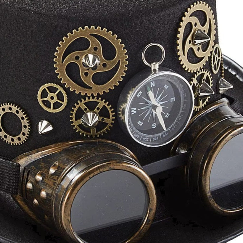Coiffe steampunk dotée de mécanismes