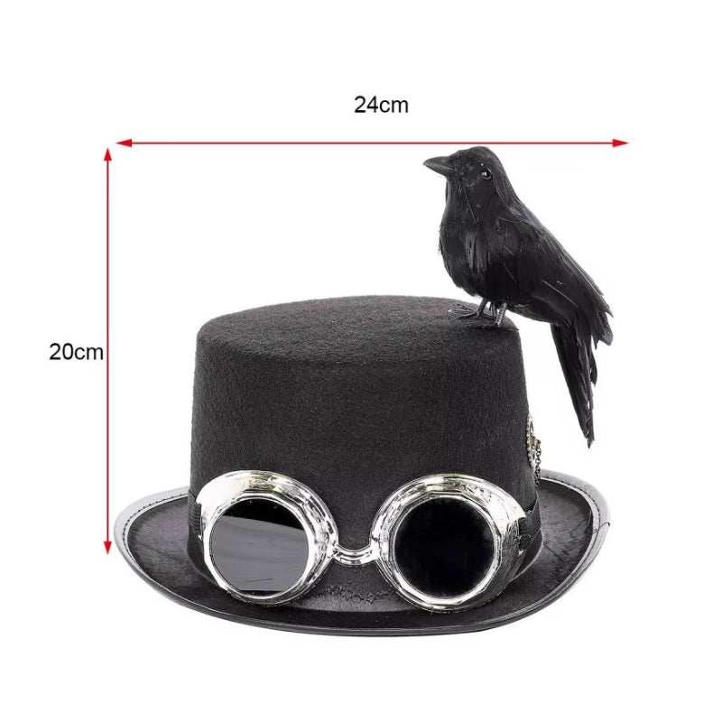 Coiffe steampunk ornée d’un oiseau