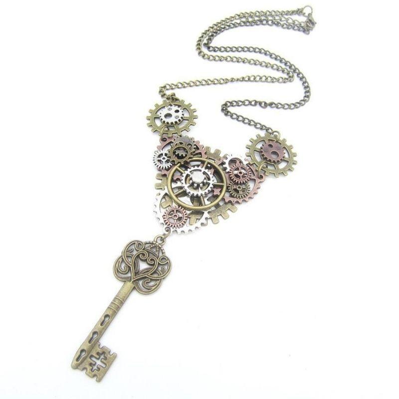 Collier clé de style steampunk