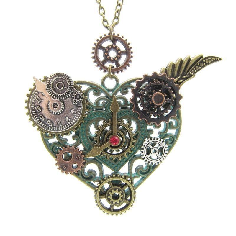 Collier cœur de style steampunk