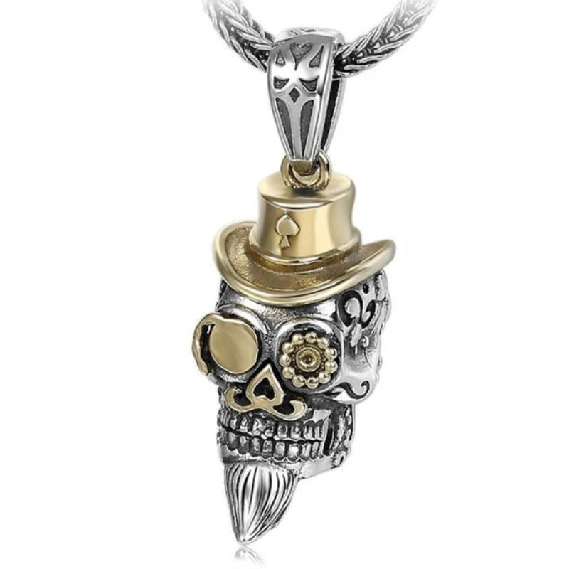 Collier steampunk tête de mort