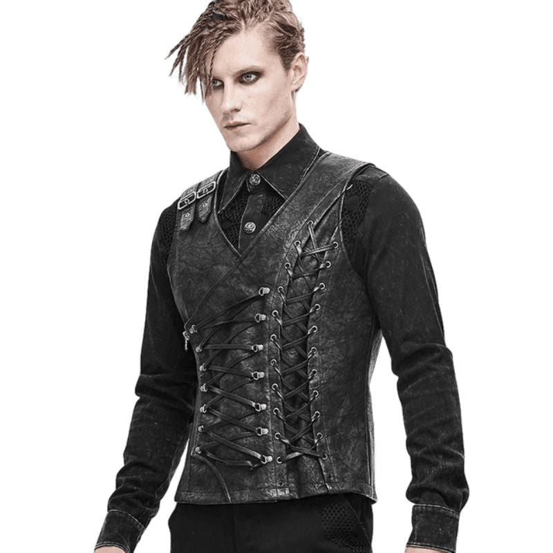 Corset à coupe asymétrique steampunk pour homme