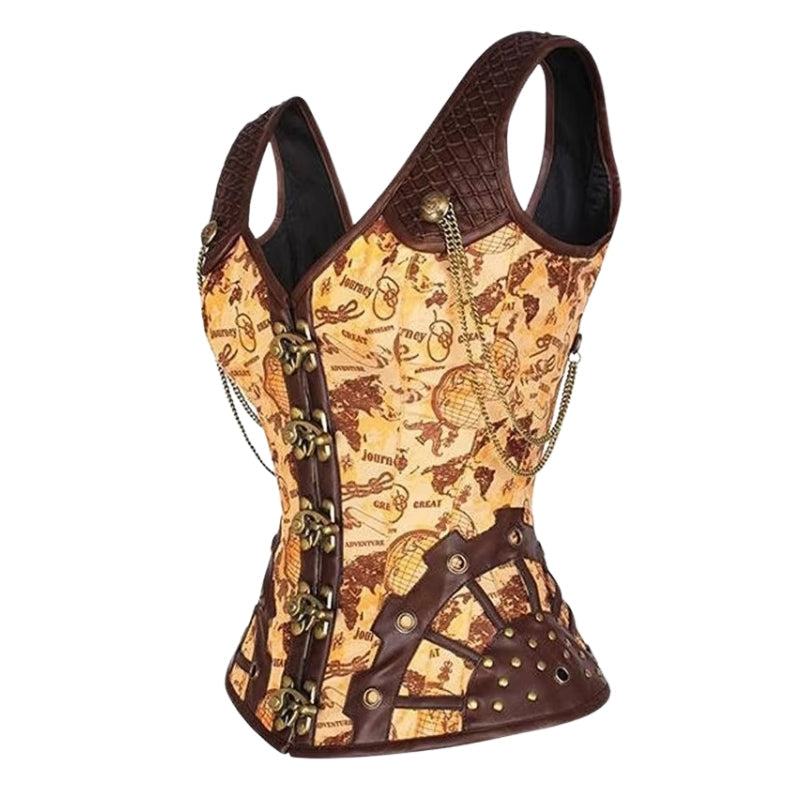 Corset d’inspiration steampunk couleur dorée