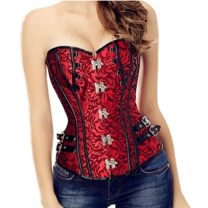 Corset rouge de style steampunk