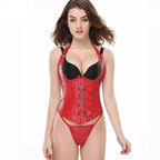 Corset rouge en simili PU