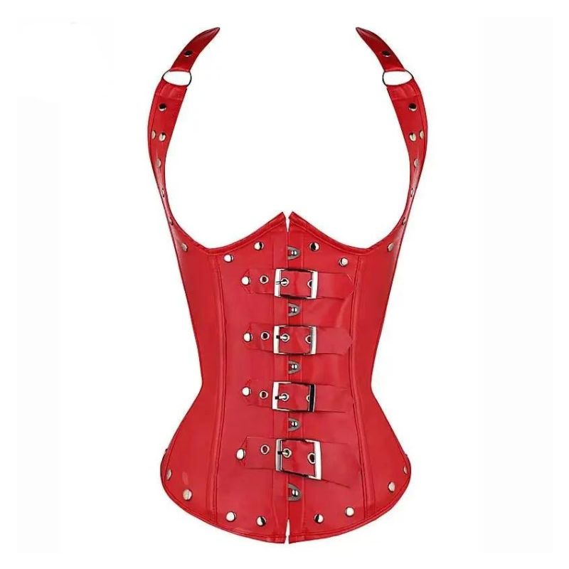 Corset rouge fabriqué en simili PU