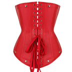 Corset simili PU de couleur rouge