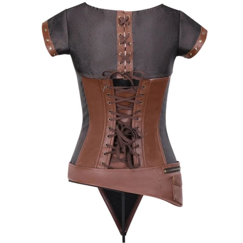 Corset steampunk confectionné en cuir