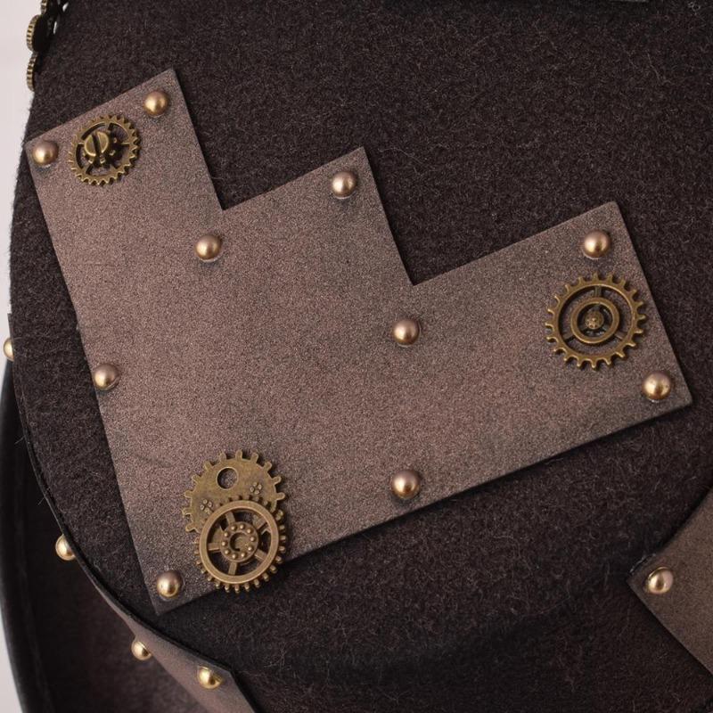 Couvre-chef marron au style steampunk