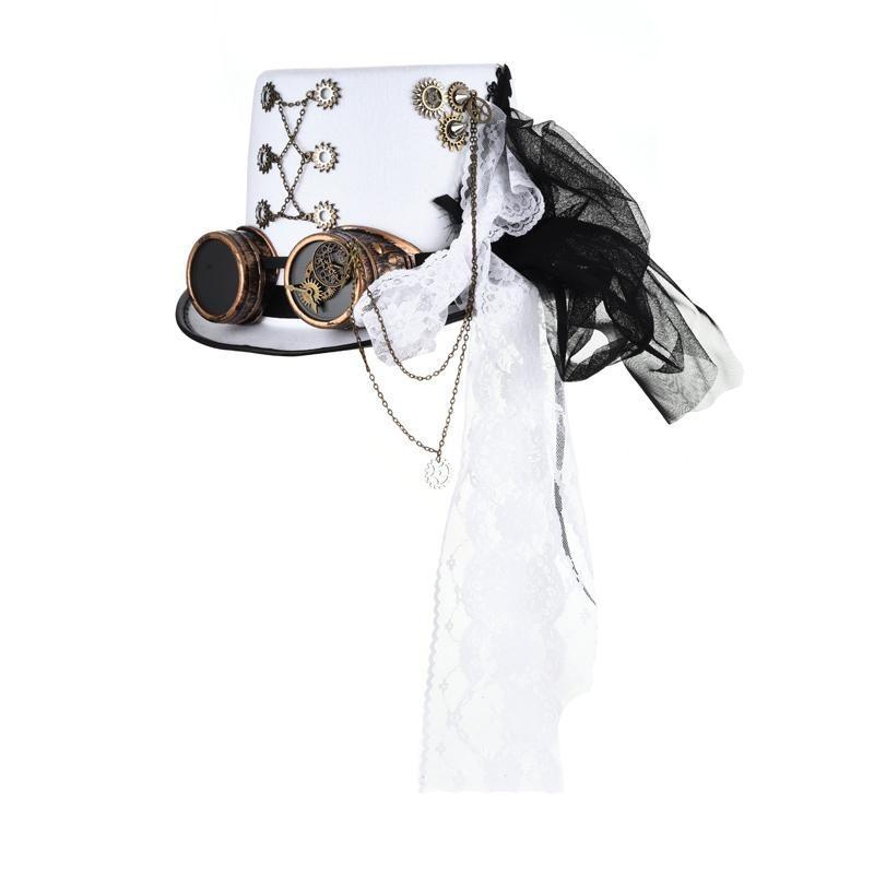 Couvre-chef steampunk de couleur blanche