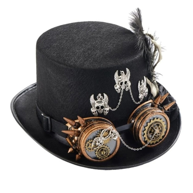 Couvre-chef tête de mort de style steampunk