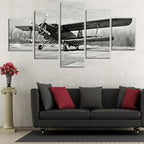 Décoration murale avion en noir et blanc