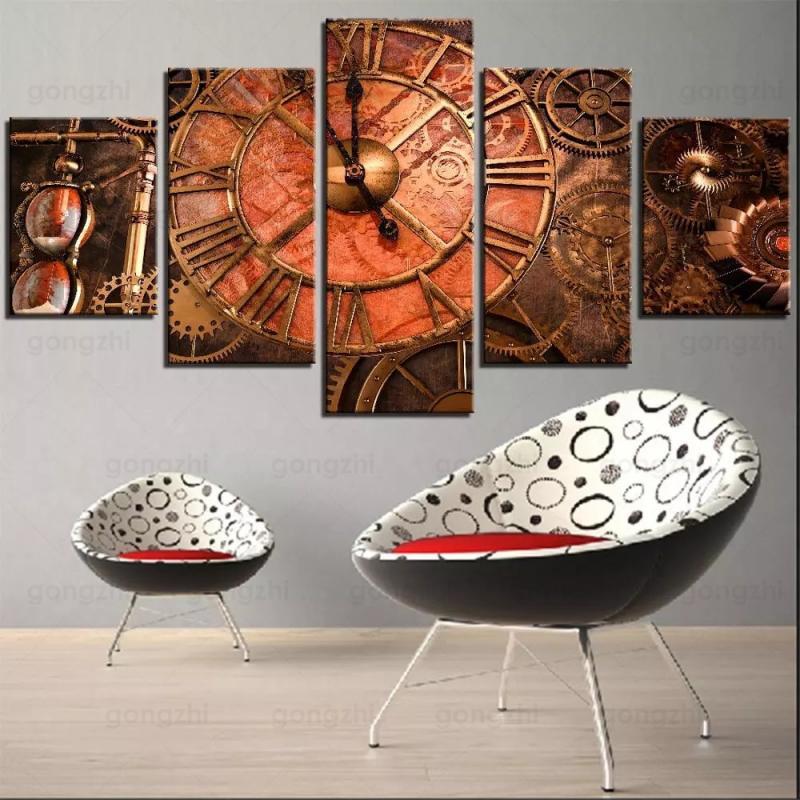 Décoration murale steampunk ornée d'une horloge