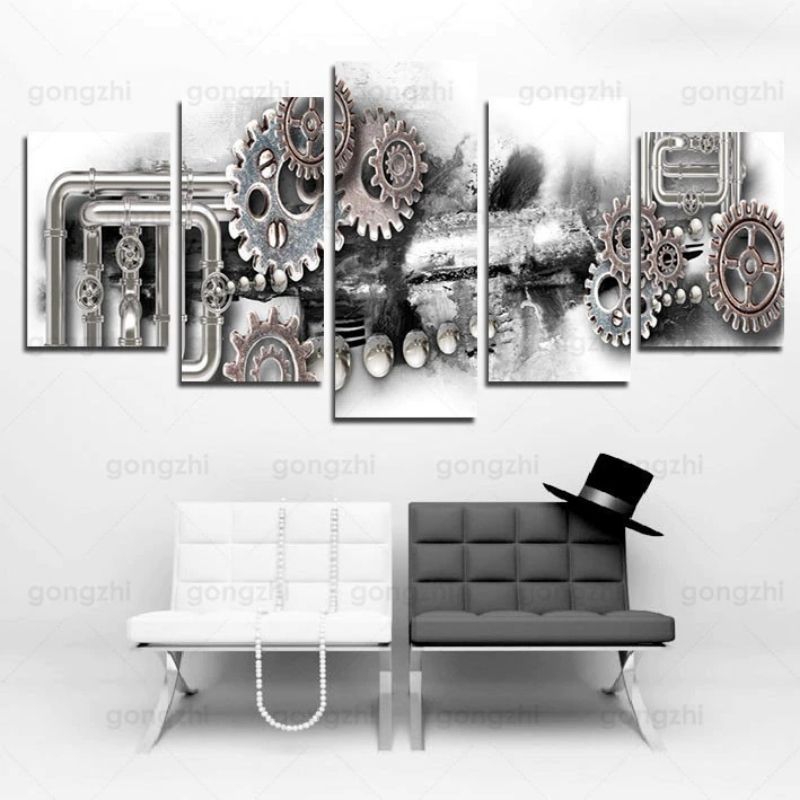 Engrenage industriel sur tableau steampunk
